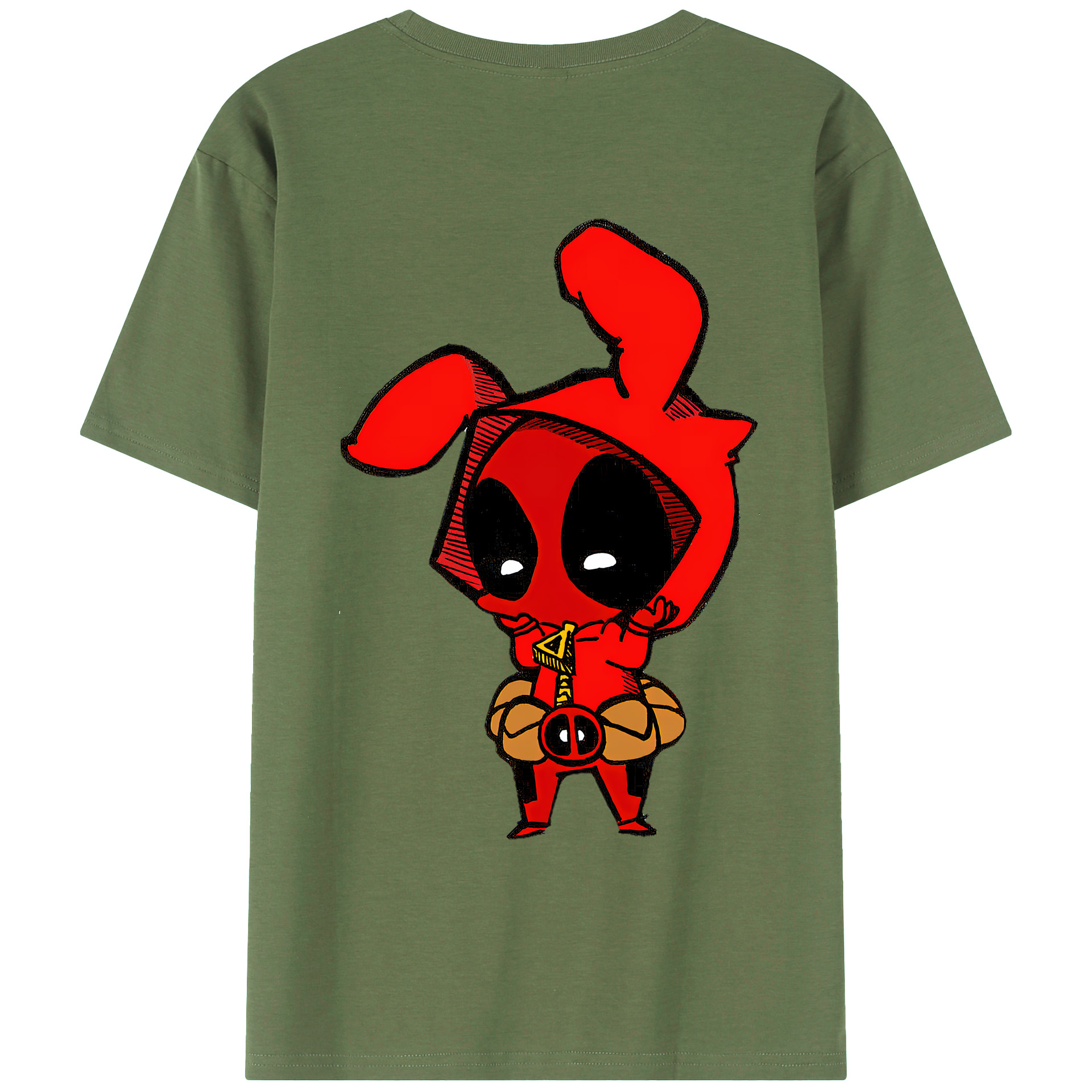 （画像用） Deadpool デッドプール 綿100％ メンズ半袖Tシャツ（バックプリント） 通気性